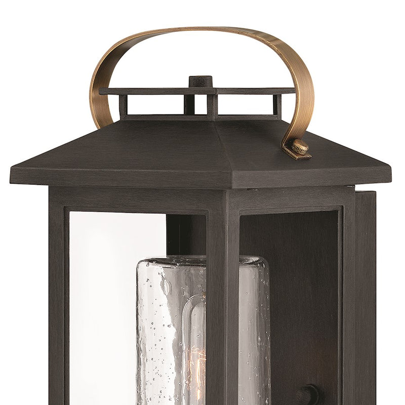 Hinkley Atwater 7in 1-Light Outdoor Wall Sconce | Traditional Coastal Composite Black and Clear Seedy Glass | Covered Patio & Porch | 7 | Model 1160BK-LL