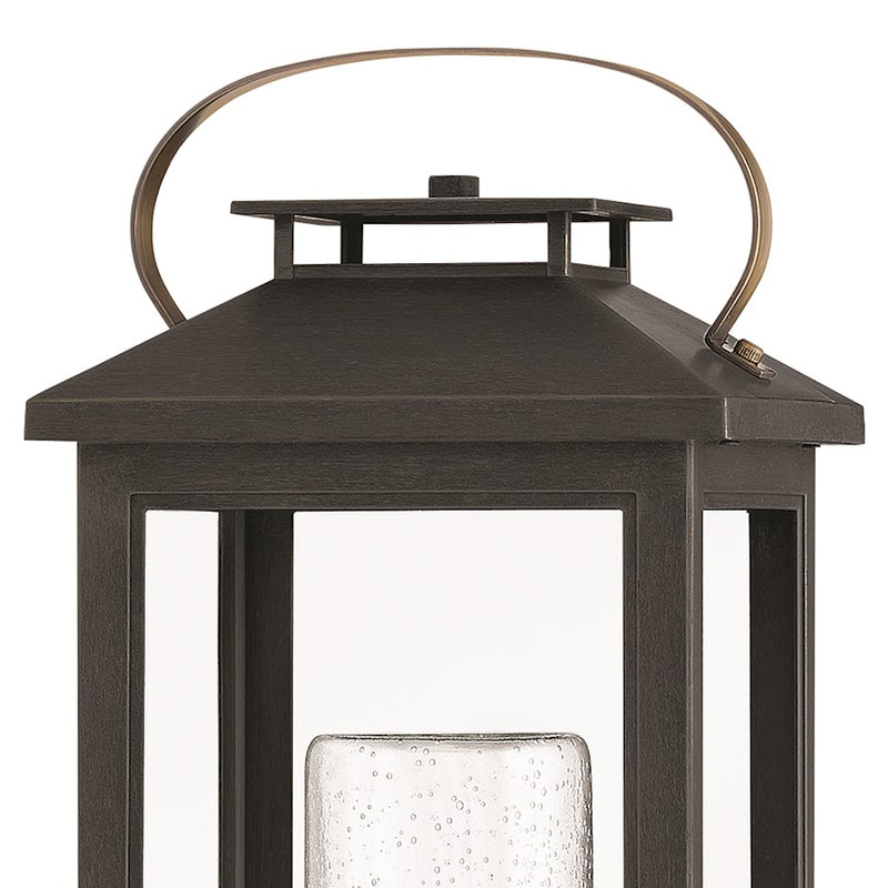 Hinkley Atwater 23in 1-Light Outdoor Pier Mount | Traditional Coastal Composite Black and Clear Seedy Glass | Covered Patio & Entryway | Model 1161BK-LL