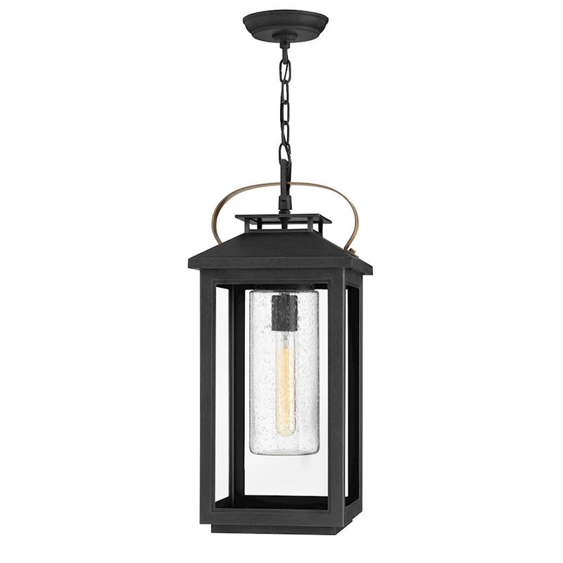 Hinkley Atwater 10in 1-Light Outdoor Hanging Lantern | Traditional Coastal Ash Bronze Composite and Clear Seedy Glass | Covered Porch & | Model 1162AH-LL