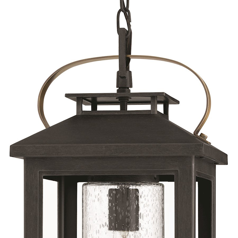 Hinkley Atwater 10in 1-Light Outdoor Hanging Lantern | Traditional Coastal Ash Bronze Composite and Clear Seedy Glass | Covered Porch & | Model 1162AH-LL
