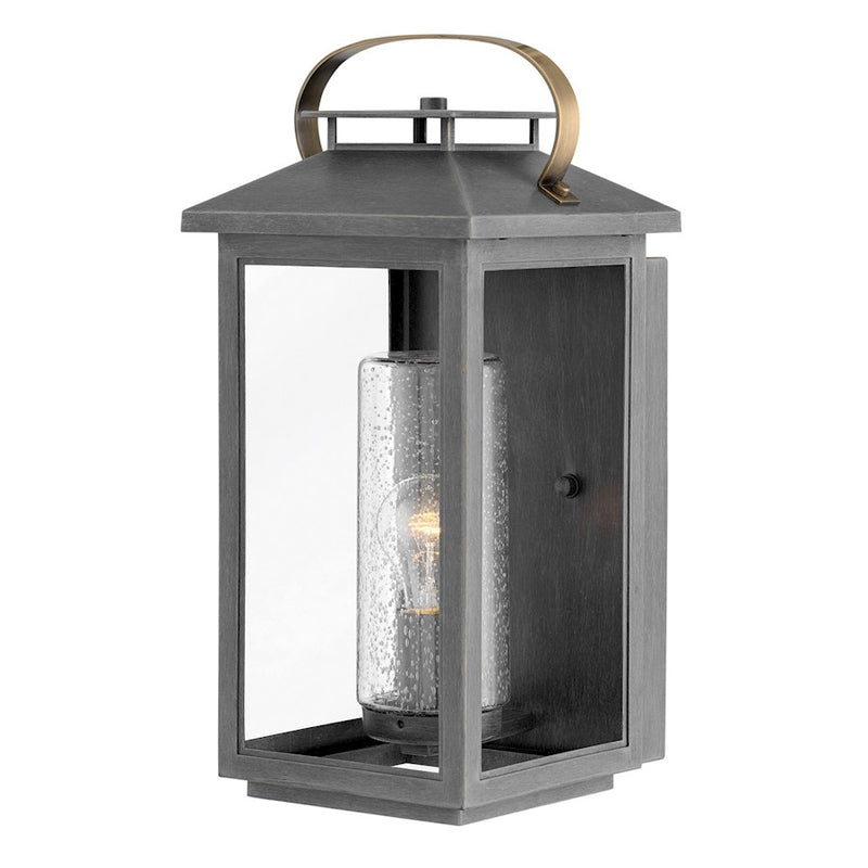 Hinkley Atwater 20in 1-Light Outdoor Wall Sconce | Traditional Coastal Ash Bronze Composite and Clear Seedy Glass | Covered Patios & | Model 1165AH-LL