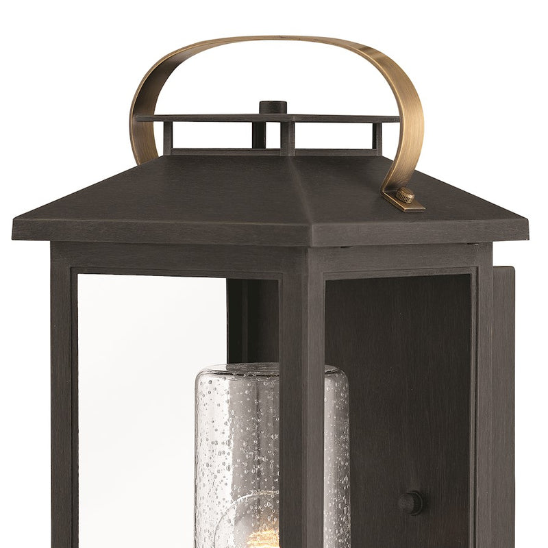 Hinkley Atwater 18in 1-Light Outdoor Wall Sconce | Traditional Coastal Black Composite and Clear Seedy Glass | Covered Patio & Entryway | Model 1164BK-LL