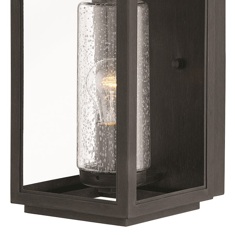 Hinkley Atwater 18in 1-Light Outdoor Wall Sconce | Traditional Coastal Black Composite and Clear Seedy Glass | Covered Patio & Entryway | Model 1164BK-LL