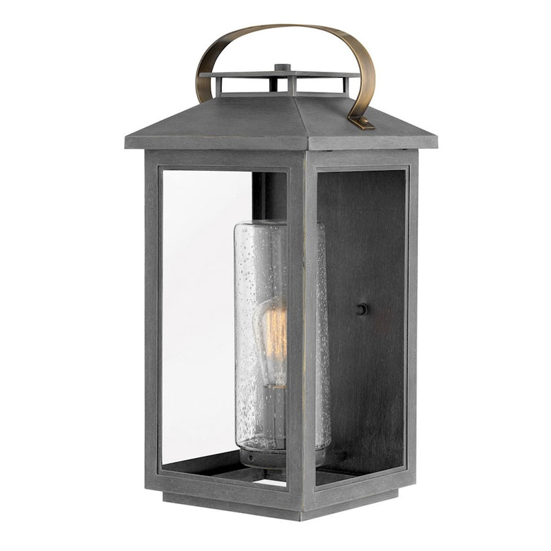 Hinkley Atwater 20in 1-Light Outdoor Wall Sconce | Traditional Coastal Ash Bronze Composite and Clear Seedy Glass | Covered Patios & | Model 1165AH-LL