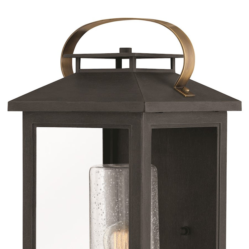 Hinkley Atwater 18in 1-Light Outdoor Wall Sconce | Traditional Coastal Black Composite and Clear Seedy Glass | Covered Patio & Entryway | Model 1164BK-LL