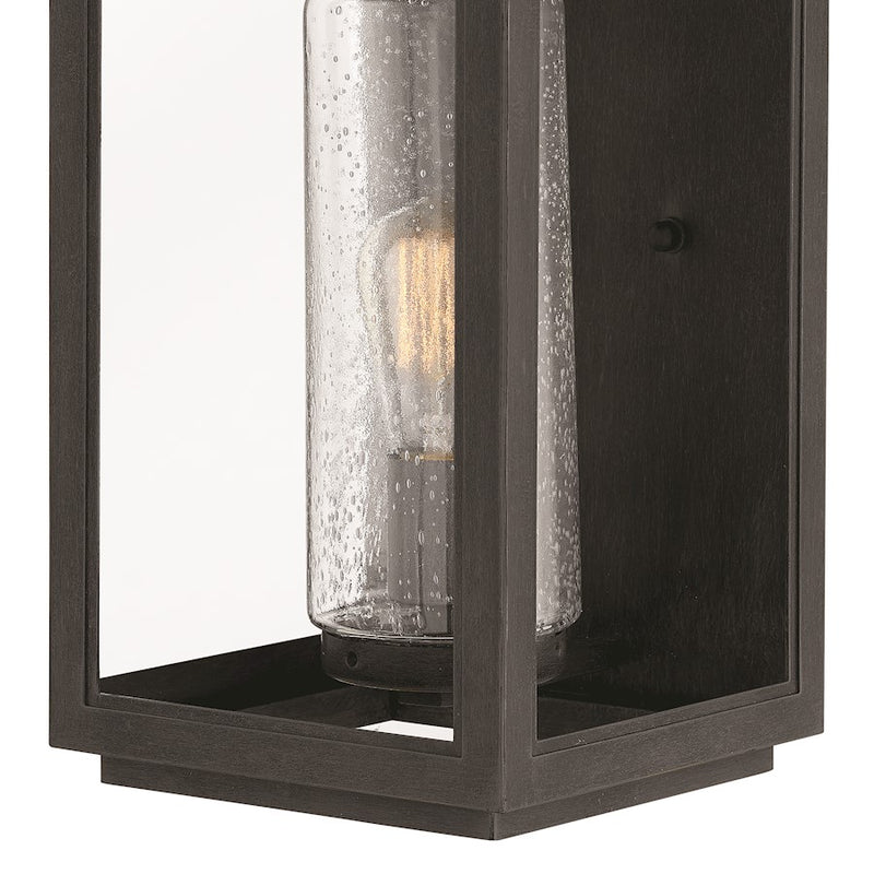 Hinkley Atwater 18in 1-Light Outdoor Wall Sconce | Traditional Coastal Black Composite and Clear Seedy Glass | Covered Patio & Entryway | Model 1164BK-LL