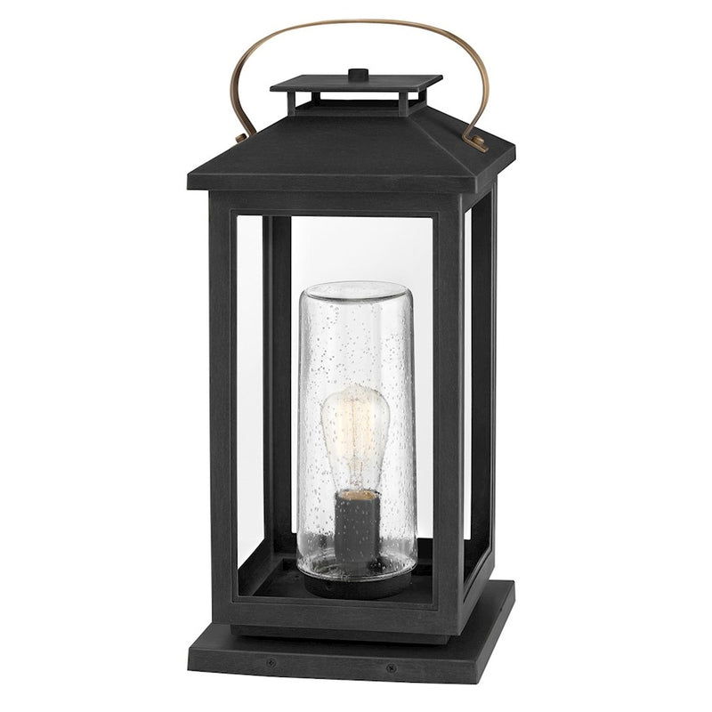 Hinkley Atwater 10in 1-Light Outdoor Pier Mount | Traditional Coastal Ash Bronze Composite and Clear Seedy Glass | Covered Porch & | Model 1167AH-LL