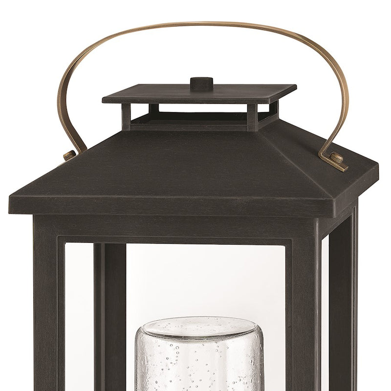 Hinkley Atwater 10in 1-Light Outdoor Pier Mount | Traditional Coastal Ash Bronze Composite and Clear Seedy Glass | Covered Porch & | Model 1167AH-LL