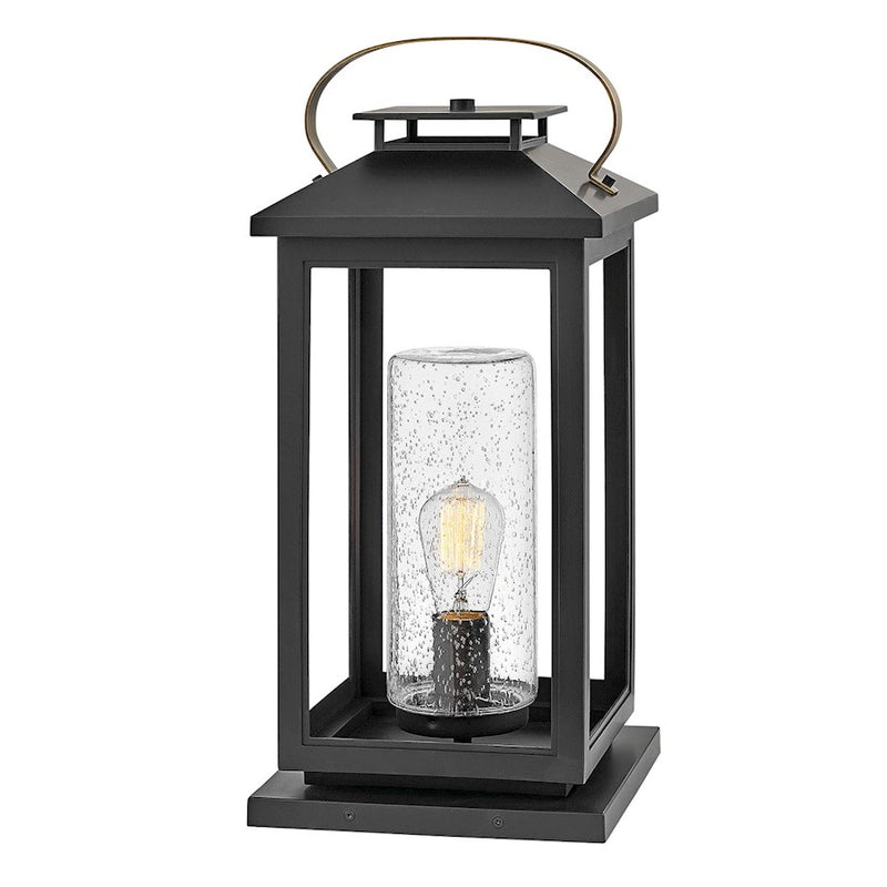 Hinkley Atwater 10in 1-Light Outdoor Pier Mount | Traditional Coastal Ash Bronze Composite and Clear Seedy Glass | Covered Porch & | Model 1167AH-LL