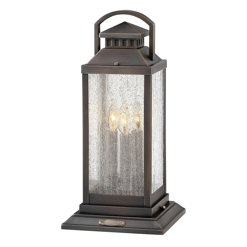 Hinkley Revere 10in 3-Light Outdoor Pier Mount | Traditional Solid Brass Sienna and Clear Seedy Glass | Covered Patio & Entryway | 10 x | Model 1187SN-LV