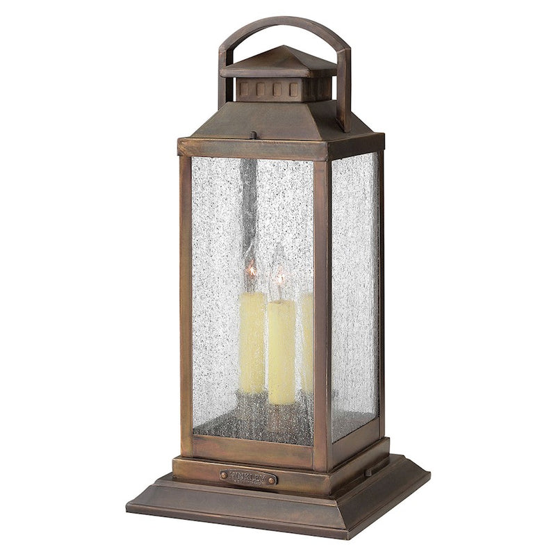 Hinkley Revere 10in 3-Light Outdoor Pier Mount | Traditional Solid Brass Sienna and Clear Seedy Glass | Covered Patio & Entryway | 10 x | Model 1187SN-LV