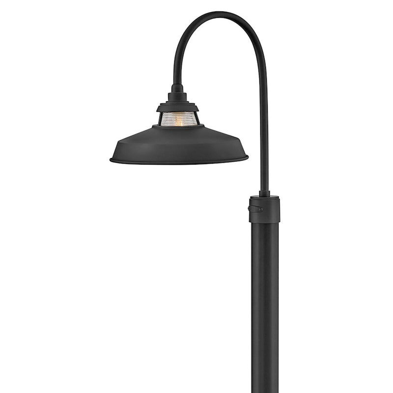 Hinkley Troyer 21in 1-Light Outdoor Post Mount Lantern | Transitional Black Aluminum and Clear Ribbed Glass | Front Porch & Garden Path | Model 1191BK