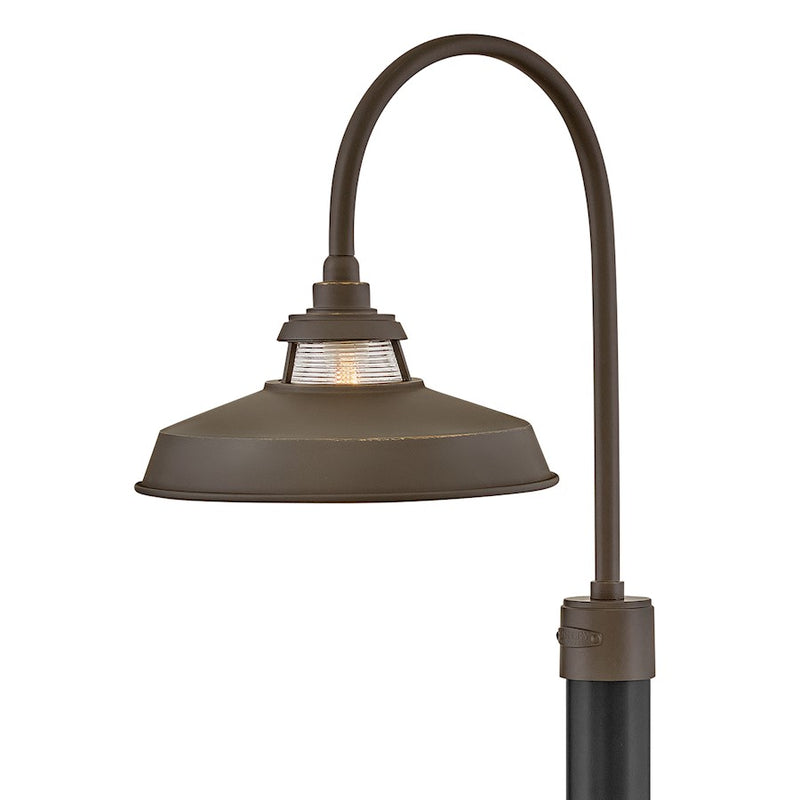 Hinkley Troyer 21in 1-Light Outdoor Post Mount Lantern | Transitional Oil Rubbed Bronze Aluminum and Clear Ribbed Glass | Entryway & Porch | Model 1191OZ