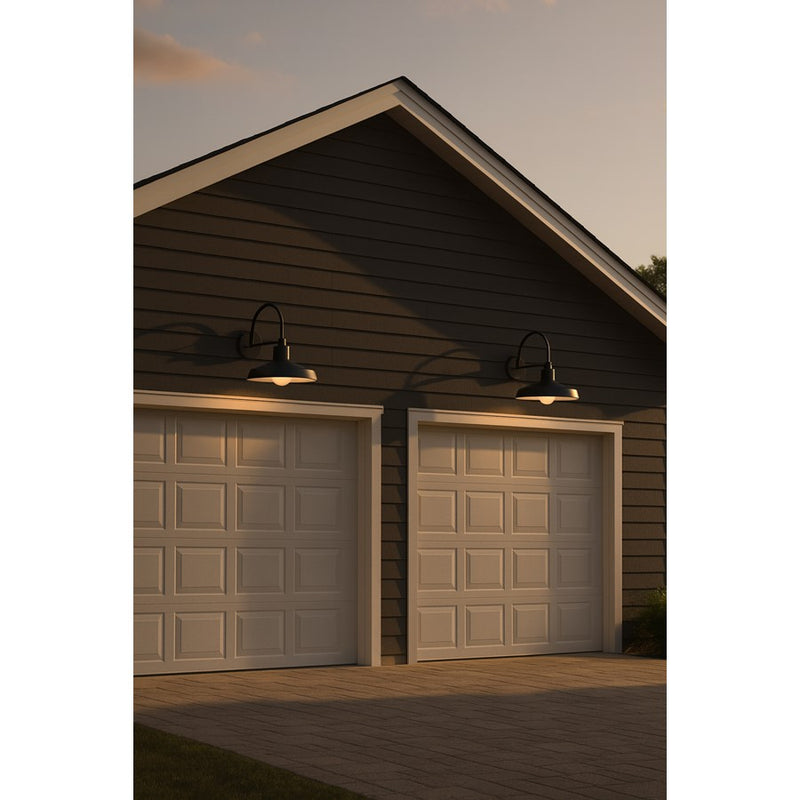 Hinkley Forge 16in 1-Light Outdoor Wall Sconce | Industrial Black Composite | Covered Patio & Entryway | 17 x 16 x 16.5 in | Model 12070BK