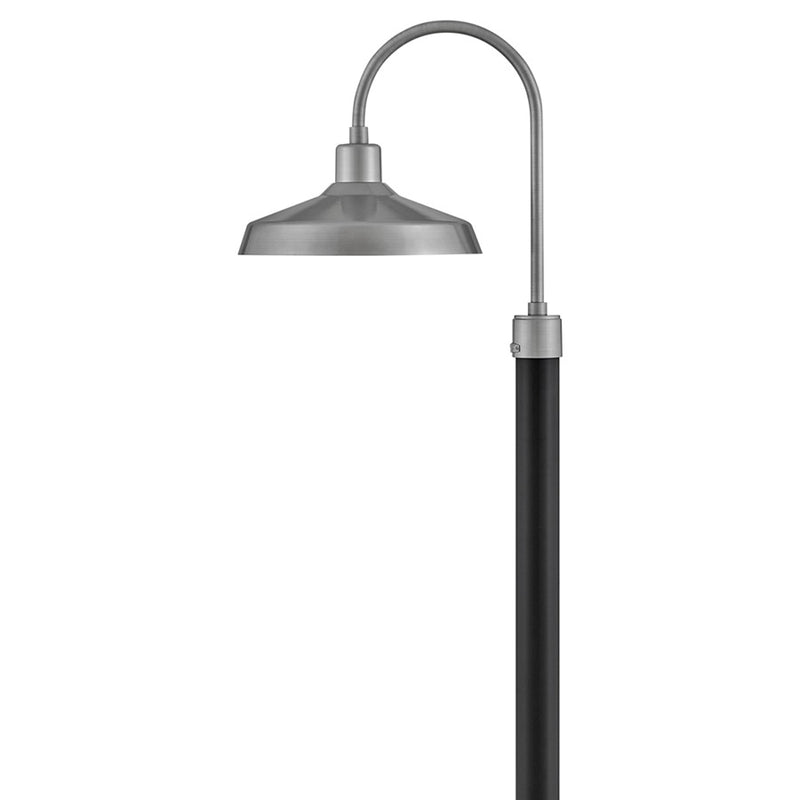 Hinkley Forge 1-Light Outdoor Post Light | Industrial Antique Brushed Aluminum Composite | Entryway & Patio | 24 x 16 x 22 in | Model 12071AL