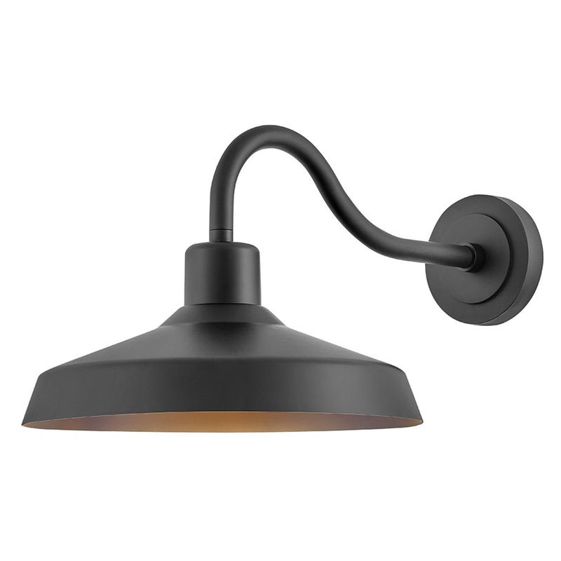 Hinkley Forge 16in 1-Light Outdoor Wall Sconce | Industrial Black Composite | Covered Patio & Entryway | 26 x 16 x 12 in | Model 12078BK