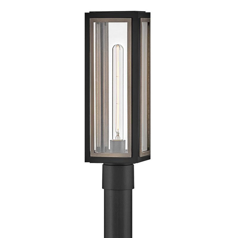 Hinkley Shaw 6in 1-Light Outdoor Post Light | Traditional Black Aluminum and Clear Glass | Entryway & Porch | 6 x 6 x 18 in | Model 12981BK