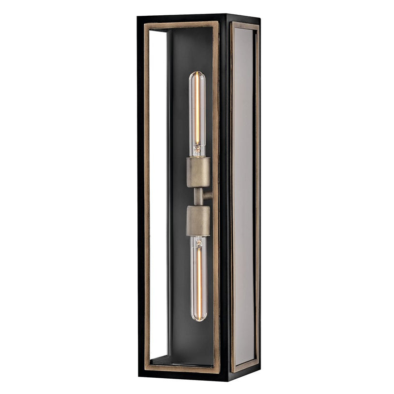 Hinkley Lighting Shaw 2 Light Outdoor 7" Wall Mount, Black/Clear