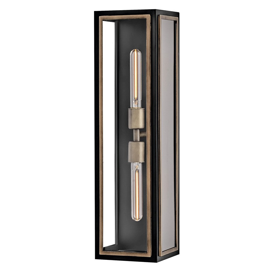 Hinkley Lighting Shaw 2 Light Outdoor 7" Wall Mount, Black/Clear - 12984BK