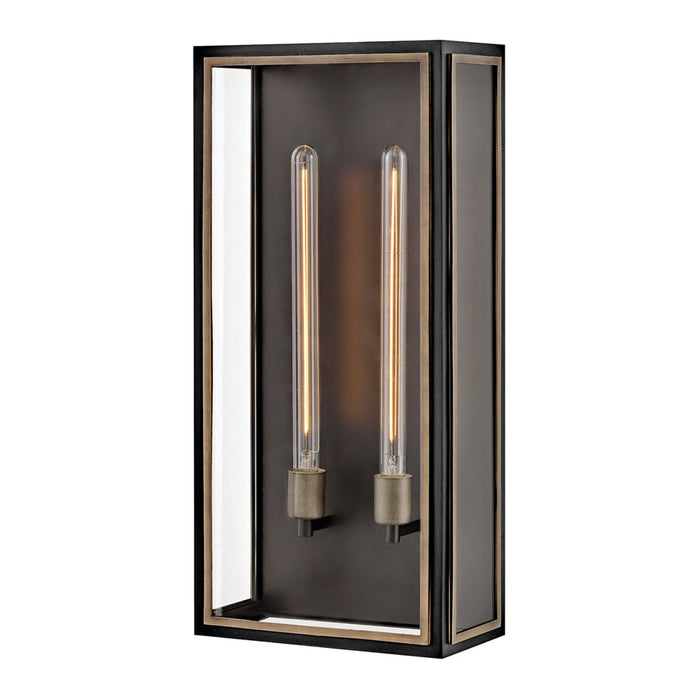 Hinkley Lighting Shaw 2 Light Outdoor 12" Wall Mount, Black/Clear - 12985BK-LL