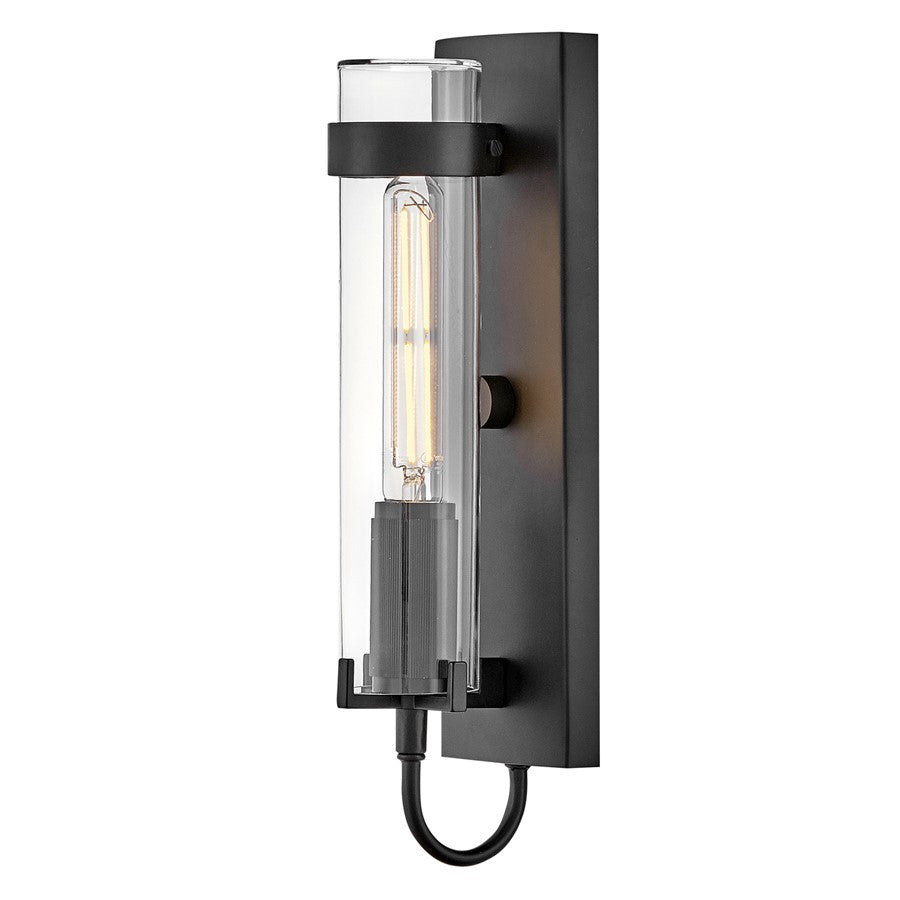 Hinkley Lighting Ryden 1 Light 16" Outdoor Wall Mount, Black/Clear - 13200BK
