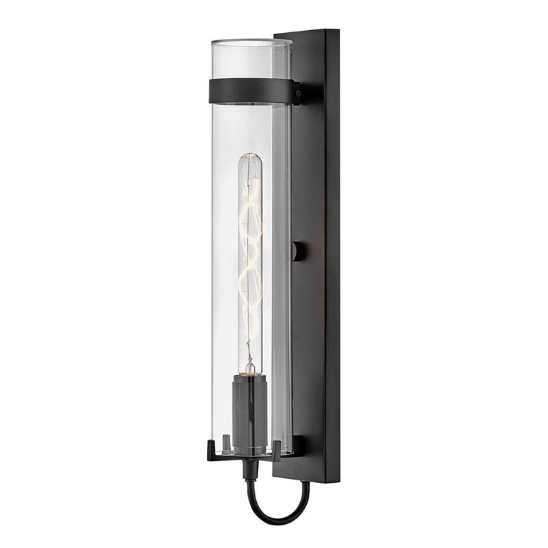 Hinkley Ryden 24in 1-Light Outdoor Wall Sconce | Transitional Black Aluminum and Clear Glass | Covered Patio & Entryway | 5.75 x 4.5 x | Model 13204BK-LL