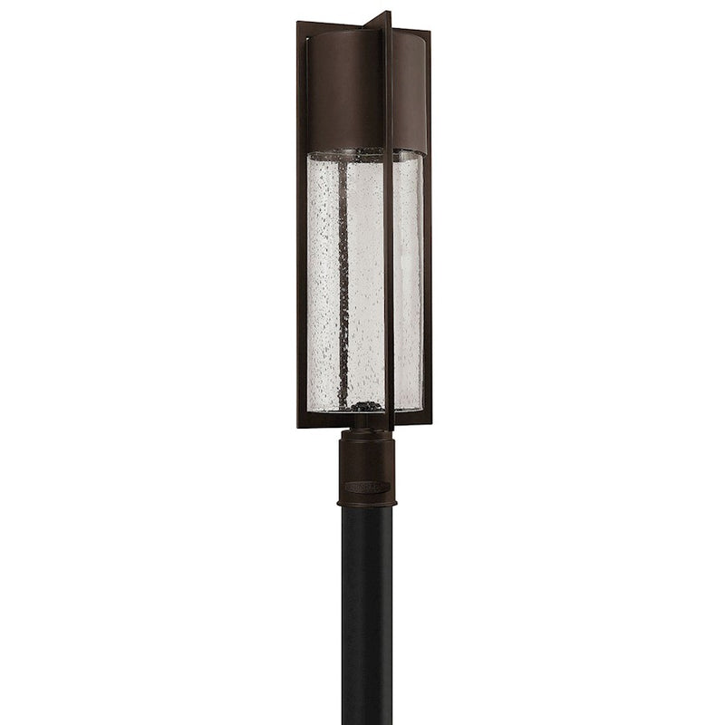 Hinkley Shelter 1-Light Post Mount | Transitional Buckeye Bronze Aluminum and Clear Seedy Glass | Outdoor Post Light | 8.25 x 8.25 x | Model 1321KZ-LV