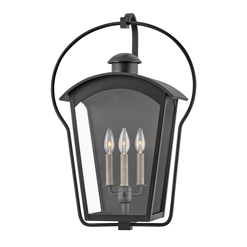 Hinkley Yale 25in 3-Light Outdoor Wall Sconce | Traditional Black Aluminum and Clear Glass | Covered Patio & Entryway | 10.5 x 17 x 25 in | Model 13303BK