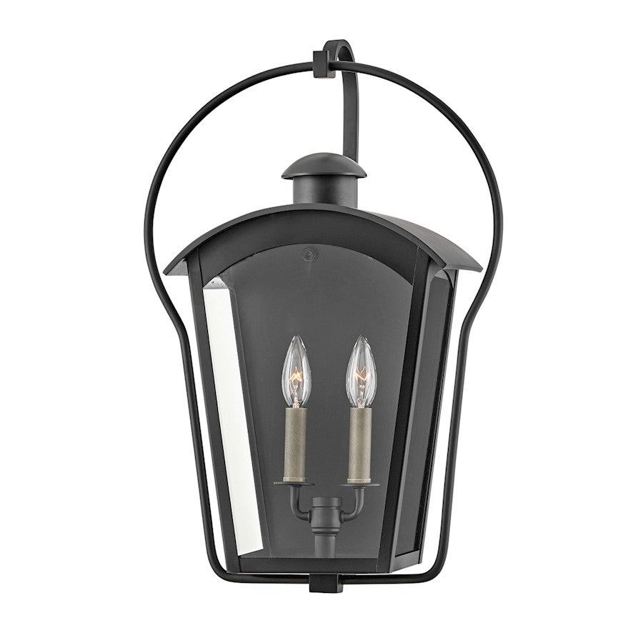 Hinkley Lighting Yale Outdoor Small Wall Sconce, Black/Clear