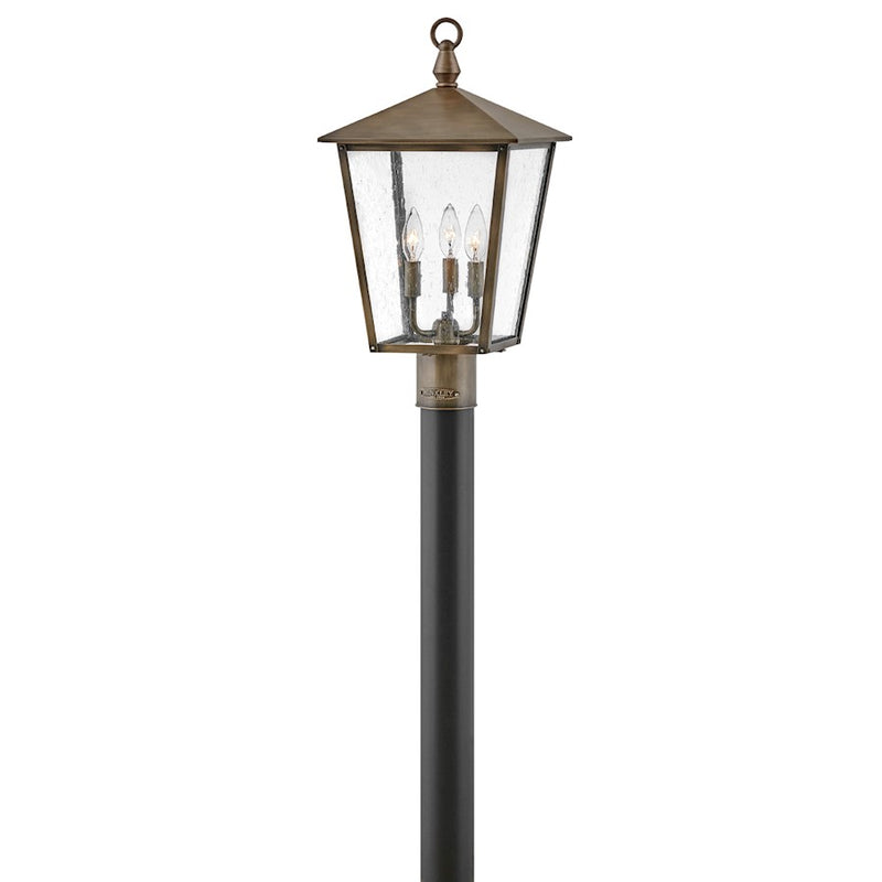 Hinkley Huntersfield 11in 3-Light Outdoor Pier Mount | Traditional Black Aluminum and Clear Seedy Glass | Covered Patios & Entryways | 11 | Model 14061BK