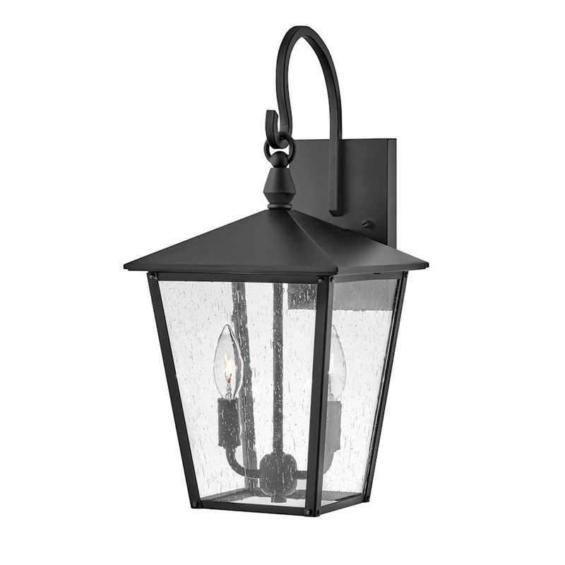 Hinkley Huntersfield 11in 2-Light Outdoor Wall Sconce | Traditional Black Aluminum and Clear Seedy Glass | Covered Patios & Entryways | 11 | Model 14064BK