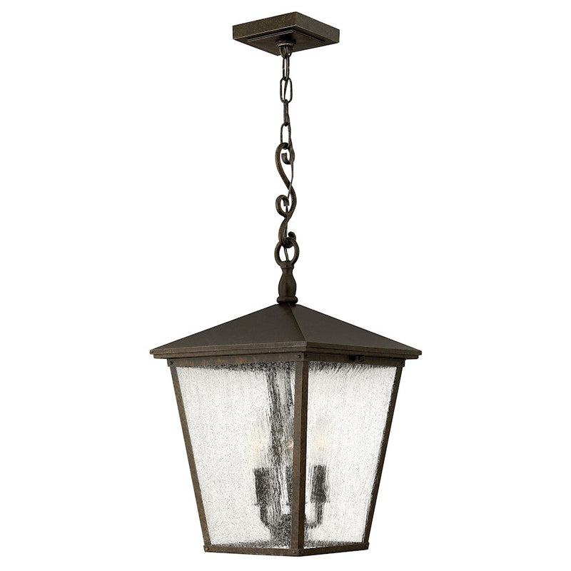 Hinkley Trellis 11in 3-Light Hanging Lantern | Traditional Regency Bronze and Clear Seedy Glass | Covered Patio & Front Porch | Model 1432RB