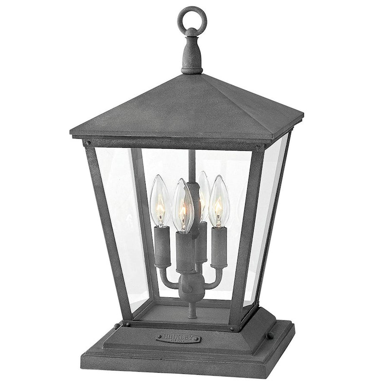 Hinkley Lighting Trellis 4 Light Outdoor Pier Mount, Aged Zinc/Clear