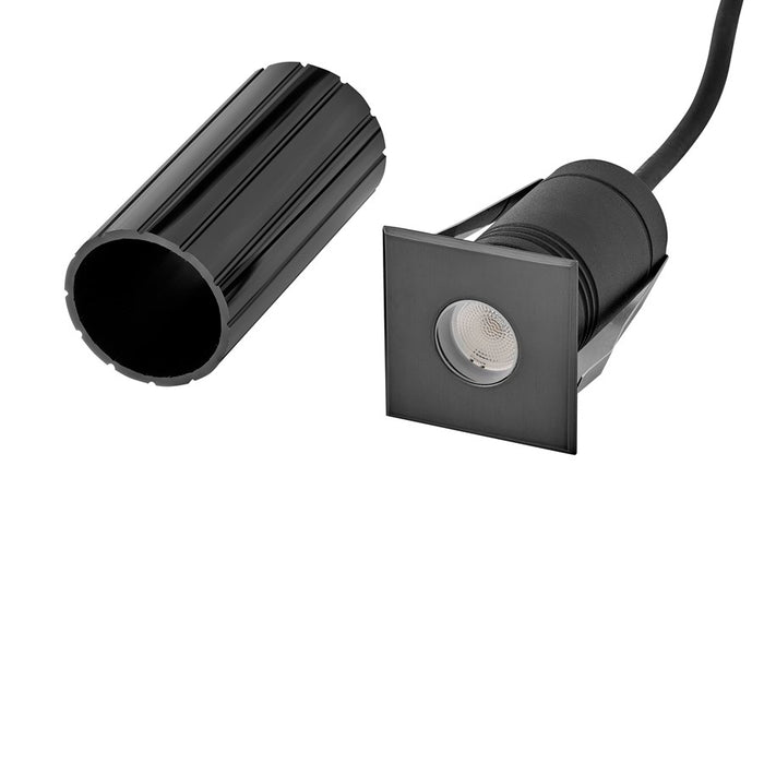 Hinkley Sparta Dot 3.5" LED Square Button Light, Steel Black/Clear Optic