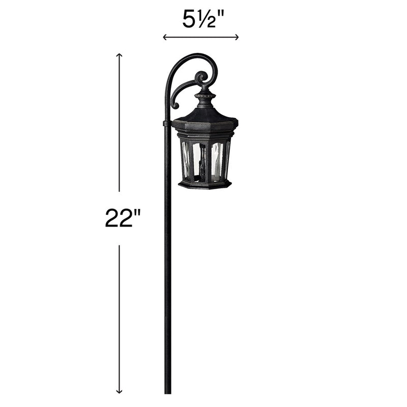 Hinkley Raley 16in 1-Light Path Light | Traditional Cast Aluminum Museum Black and Clear Water Glass | Walkway & Garden Landscape | 16 x | Model 1513MB-LL