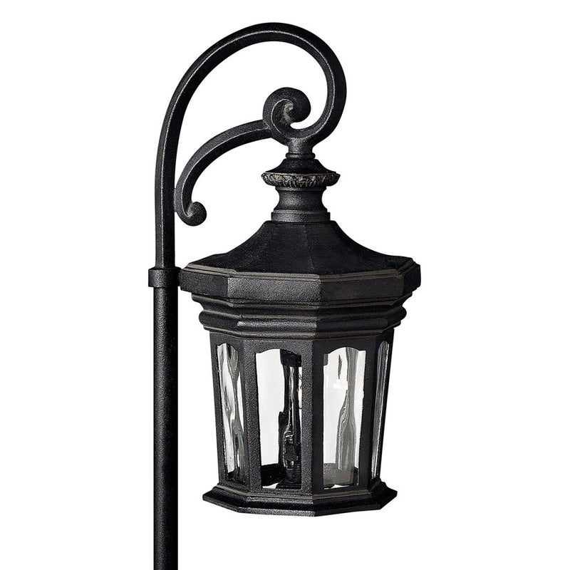 Hinkley Raley 16in 1-Light Path Light | Traditional Cast Aluminum Museum Black and Clear Water Glass | Walkway & Garden Landscape | 16 x | Model 1513MB-LL