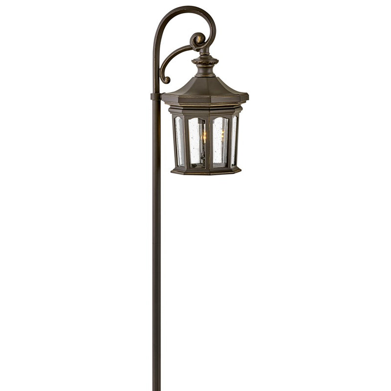 Hinkley Raley 16in 1-Light Path Light | Traditional Cast Aluminum Museum Black and Clear Water Glass | Walkway & Garden Landscape | 16 x | Model 1513MB-LL