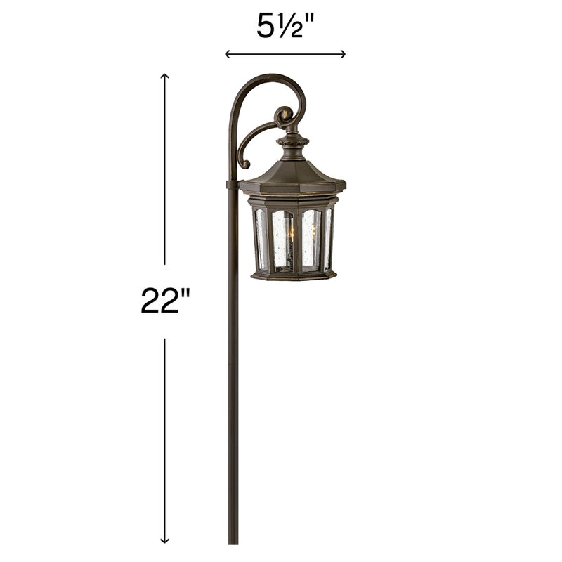 Hinkley Raley 16in 1-Light Path Light | Traditional Cast Aluminum Museum Black and Clear Water Glass | Walkway & Garden Landscape | 16 x | Model 1513MB-LL