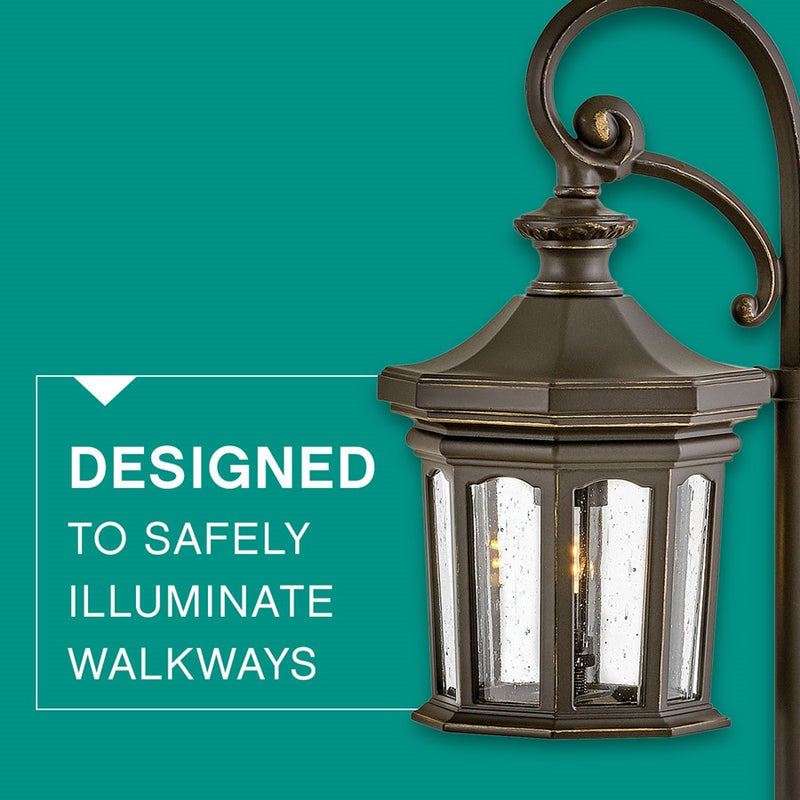 Hinkley Raley 16in 1-Light Path Light | Traditional Cast Aluminum Museum Black and Clear Water Glass | Walkway & Garden Landscape | 16 x | Model 1513MB-LL