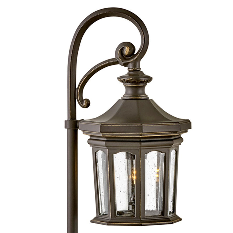 Hinkley Raley 16in 1-Light Path Light | Traditional Cast Aluminum Museum Black and Clear Water Glass | Walkway & Garden Landscape | 16 x | Model 1513MB-LL