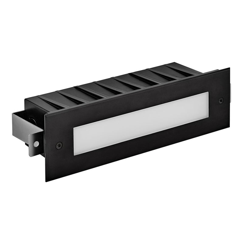 Hinkley Sparta Dash 10in Flat Brick Light | Modern Stainless Steel Black and Frosted Glass | Outdoor Wall & Step Accent | 3.25 x 10 x 3 | Model 15345SSB