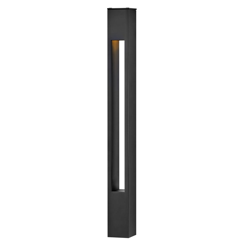 Hinkley Atlantis 20in 1-Light Bollard | Modern Satin Black Aluminum and Etched Lens | Outdoor Pathway & Landscape Light | 2 x 2 x 20 in | Model 15501SK