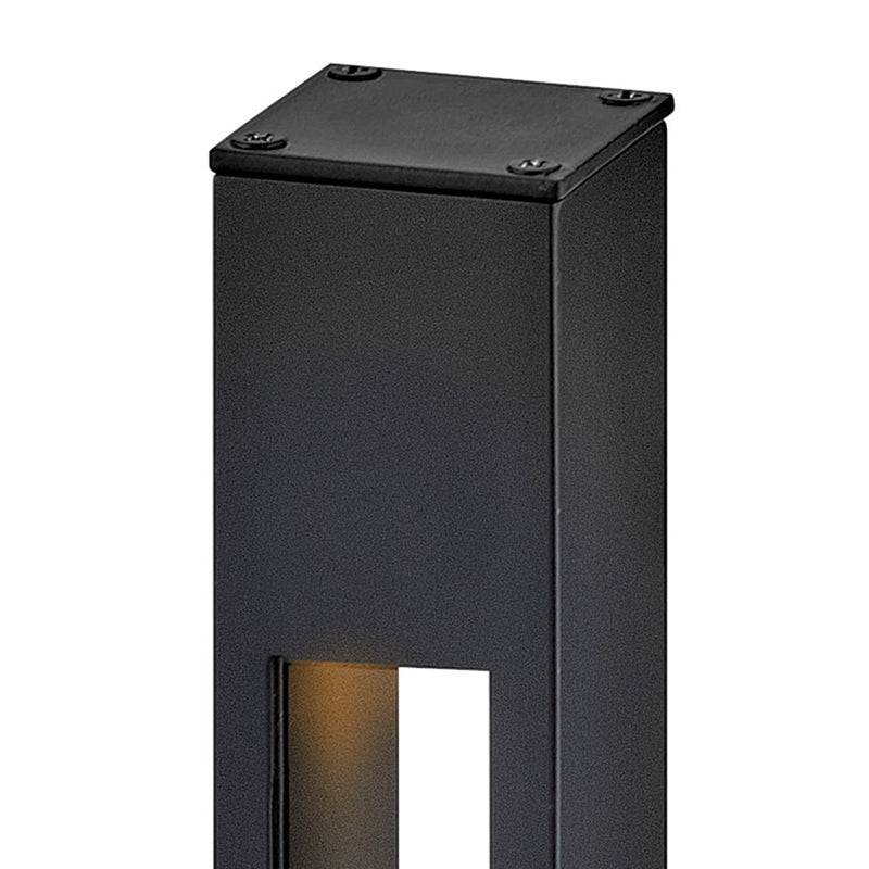 Hinkley Atlantis 20in 1-Light Bollard | Modern Satin Black Aluminum and Etched Lens | Outdoor Pathway & Landscape Light | 2 x 2 x 20 in | Model 15501SK