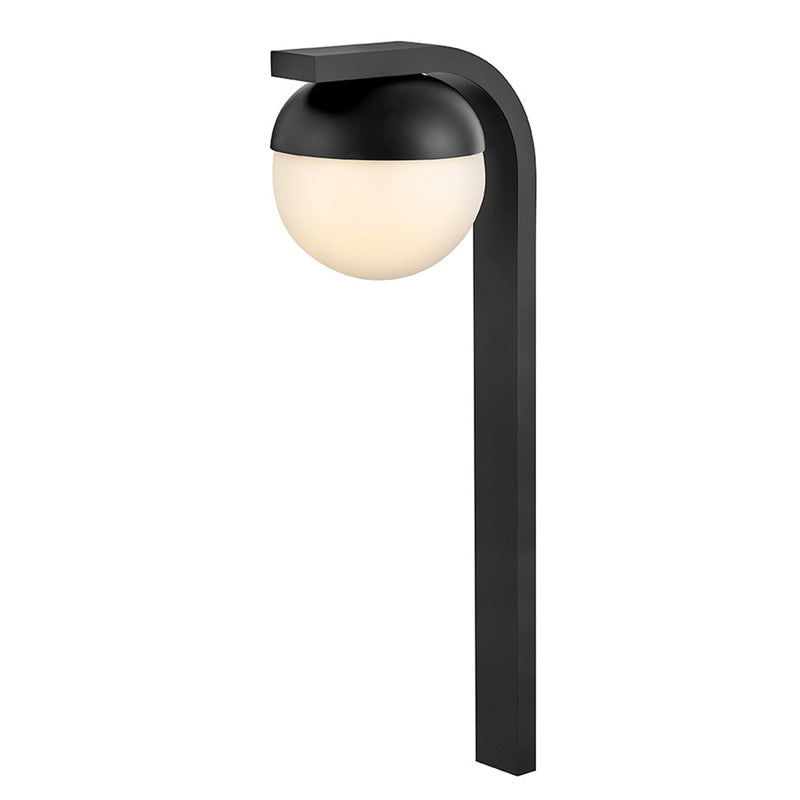 Hinkley Realm 8in 1-Light Landscape Path Light | Transitional Black Aluminum and Cased Opal Glass | Walkway & Garden Pathway | 8 x 6 x | Model 15513BK-LL