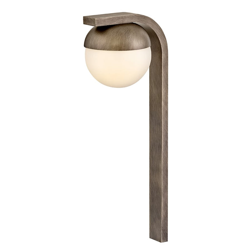 Hinkley Realm 22in 1-Light Landscape Path Light | Transitional Burnished Bronze Aluminum and Cased Opal Glass | Walkway & Garden Accent | Model 15513BU-LL