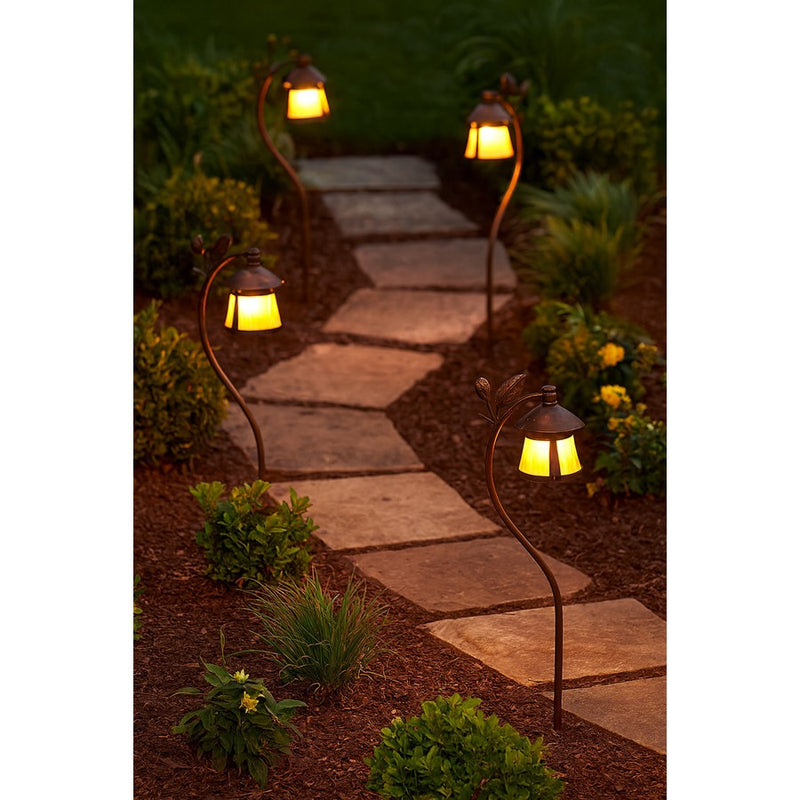 Hinkley Aspen 24in LED Path Light | Sienna Bronze Solid Brass and Honey Art Glass | Walkway & Garden Landscape Light | 10 x 24 x 7 in | Model 1554SZ-LL