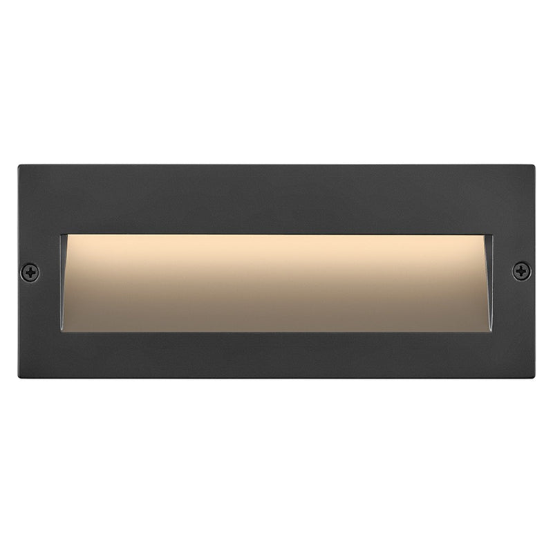 Hinkley Taper 8in 1-Light Landscape Step Light | Matte Black Stainless Steel and Etched Lens | Outdoor Stair & Pathway | 8 x 3.5 x 1 in | Model 1565MBS