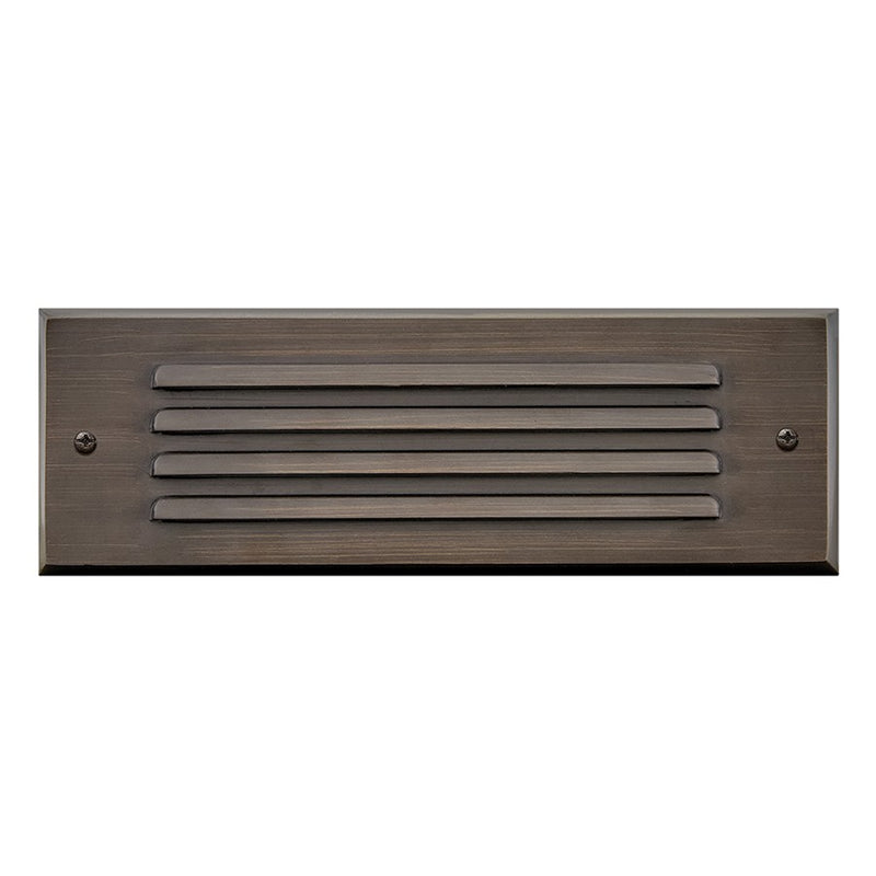 Hinkley Louvered Brick Light 9in Landscape Step Light | Matte Bronze Brass and Etched Lens | Outdoor Steps, Decks & Patios | 44 Lumens | Model 15765MZ