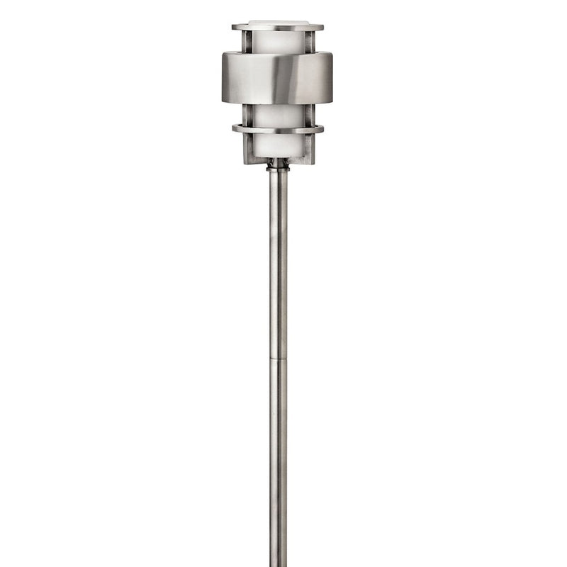 Hinkley Saturn 7in Path Light | Modern Stainless Steel and Etched Opal Glass | Walkway & Garden Landscape Accent | 250 Lumens 2700K 12V | Model 1579SS-LL