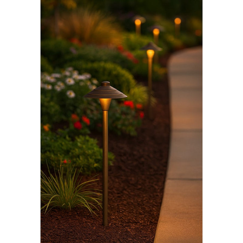 Hinkley Hardy Island 7in 1-Light Path Light | Cast Brass Matte Bronze | Landscape Walkway & Garden Path | 7 x 7 x 16 in, 150 Lumens | Model 16004MZ-LL